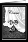 Cousin be my Maid of Honor Wedding Dress and Shoe card