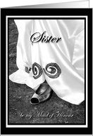 Sister be my Maid of Honour Wedding Dress and Shoe card