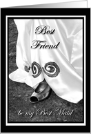 Best Friend be my Best Maid Wedding Dress and Shoe card