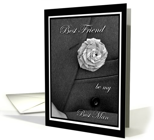 Best Friend Best Man Invitation,  Jacket and Flax Flower card (710637)