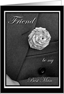 Friend Best Man Invitation, Jacket and Flax Flower card