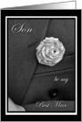 Son Best Man Invitation, Jacket and Flax Flower card