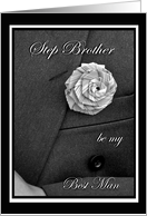 Step Brother Best Man Invitation, Jacket and Flax Flower card