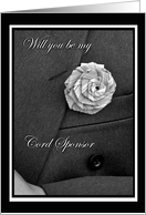 Will you be my Cord Sponsor Jacket and Flax Flower Invitation card
