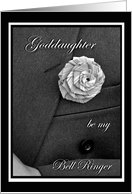 Goddaughter Bell Ringer Invitation, Jacket and Flax Flower card
