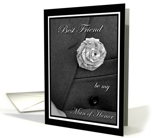 Best Friend Man of Honor Invitation, Jacket and Flax Flower card