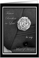 Future Brother in Law Man of Honor Invitation, Jacket and Flax Flower card