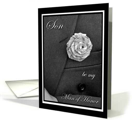 Son Man of Honor Invitation, Jacket and Flax Flower card (728477)