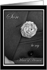 Son Man of Honor Invitation, Jacket and Flax Flower card