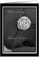 Will you be my Man of Honor Invitation, Jacket and Flax Flower card