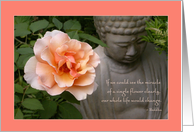 Garden Buddha with rose and quote card