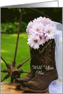 Be My Bridesmaid,Country Pink Daisies and Boots,Custom Personalize card