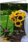 Be My Bridesmaid,Country Sunflowers and Boots,Custom Personalize card