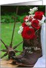 Be My Bridesmaid,Country Red Roses and Cowboy Boots,Custom Personalize card