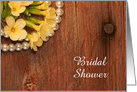 Bridal Shower Invitation,Yellow Flowers and Pearls,Custom Personalize card