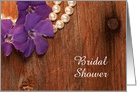 Bridal Shower Invitation,Purple Flowers and Pearls,Custom Personalize card