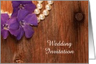 Wedding Invitation,Rustic Purple Flowers Barn Wood,Custom Personalize card