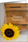 Wedding Invitation, Yellow Sunflower and Veil, Custom Personalize card