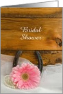 Bridal Shower Invitation, Pink Daisy and Horseshoe, Custom Personalize card