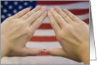 Martial Arts Creed Triangle Hands and American Flag card