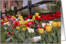 Happy Easter to Step Sister - Colorful Tulip Garden card