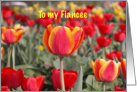 Happy Easter To My Fiancee - Red and Yellow Tulip Garden card