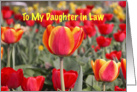 Happy Easter To my Daughter in Law - Red and Yellow Tulip Garden card