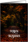 Mabon Autumn Equinox Blessings Fall Leaves Tree Lined Street card