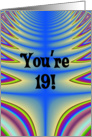 Happy Birthday - 19 years old Blue Tie Dye card