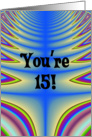 Happy Birthday - 15 years old Blue Tie Dye card