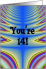 Happy Birthday - 14 years old Blue Tie Dye card