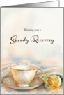 Teacup and White Rose Get Well Soon card