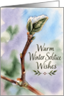 Warm Winter Solstice Wishes Snow Covered Magnolia Bud card