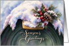 Season’s Greetings Snowy Christmas Mailbox card