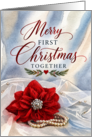 Merry First Christmas Together Red Poinsettia card