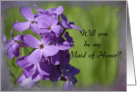 Will You Be My Maid of Honor - Purple Wildflowers card