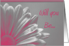 Will You Be My Bridesmaid Pink Silver Daisy Flower card