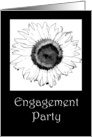 Engagement Party Invitation - Black and White unflower card