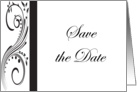 Save the Date Wedding Announcement - Black and White Swirls card
