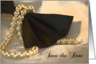 Wedding Save the Date Announcement Black Bow Tie and Pearls card