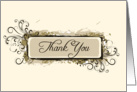 Thank You Note Tan Floral Swirls card