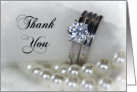 Thank You Note Wedding Rings and Pearls card