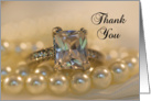 Wedding Thank You Note Princess Cut Diamond Ring and Pearls card