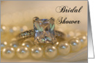Bridal Shower Invitation Princess Cut Diamond Ring and Pearls card