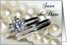 Save the Date Wedding Rings and Pearls card