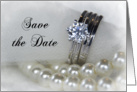 Save the Date Wedding Rings and Pearls card