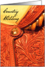 Country Wedding Save the Date Leather Horse Saddle card