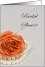 Elegant Orange Rose and Pearls Bridal Shower Invitation card