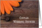 Orange Daisy and Barn Wood Couples Wedding Shower Invitation card