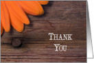 Orange Daisy and Barn Wood Thank You Note card